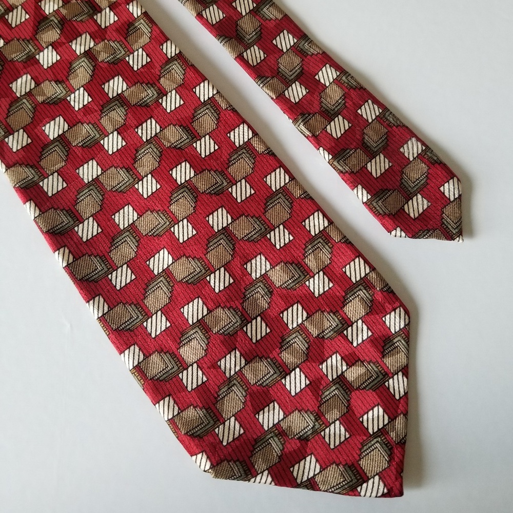 Ron Chereskin Red Brown Beige Men's Silk Tie